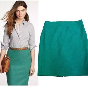 J. Crew The Pencil Skirt Emerald green wool Sz 4